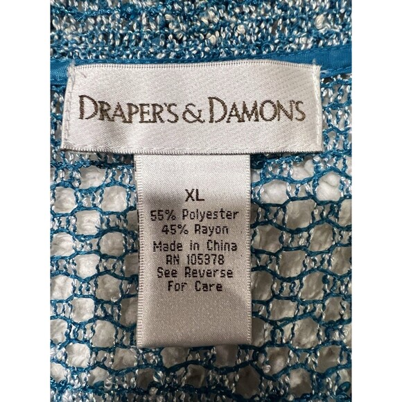 Drapers & Damon’s blue open-front Open Knit long sleeve tunic cardigan Size XL - Picture 5 of 6